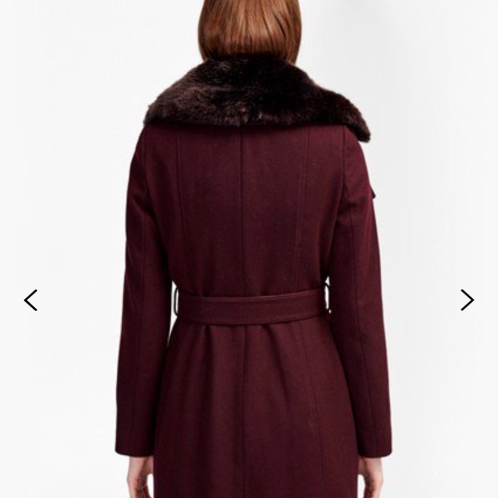French Connection- Long burgundy coat